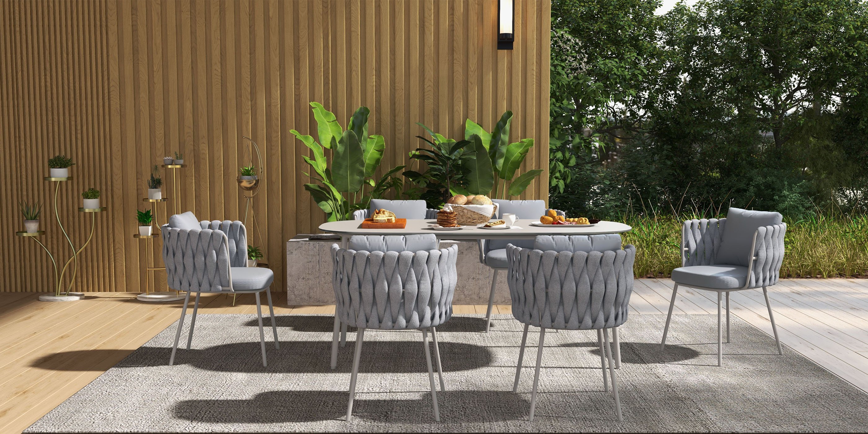 HMR - 42.5" 3-Tier Modern Tall Metal Plant Stand in Gold