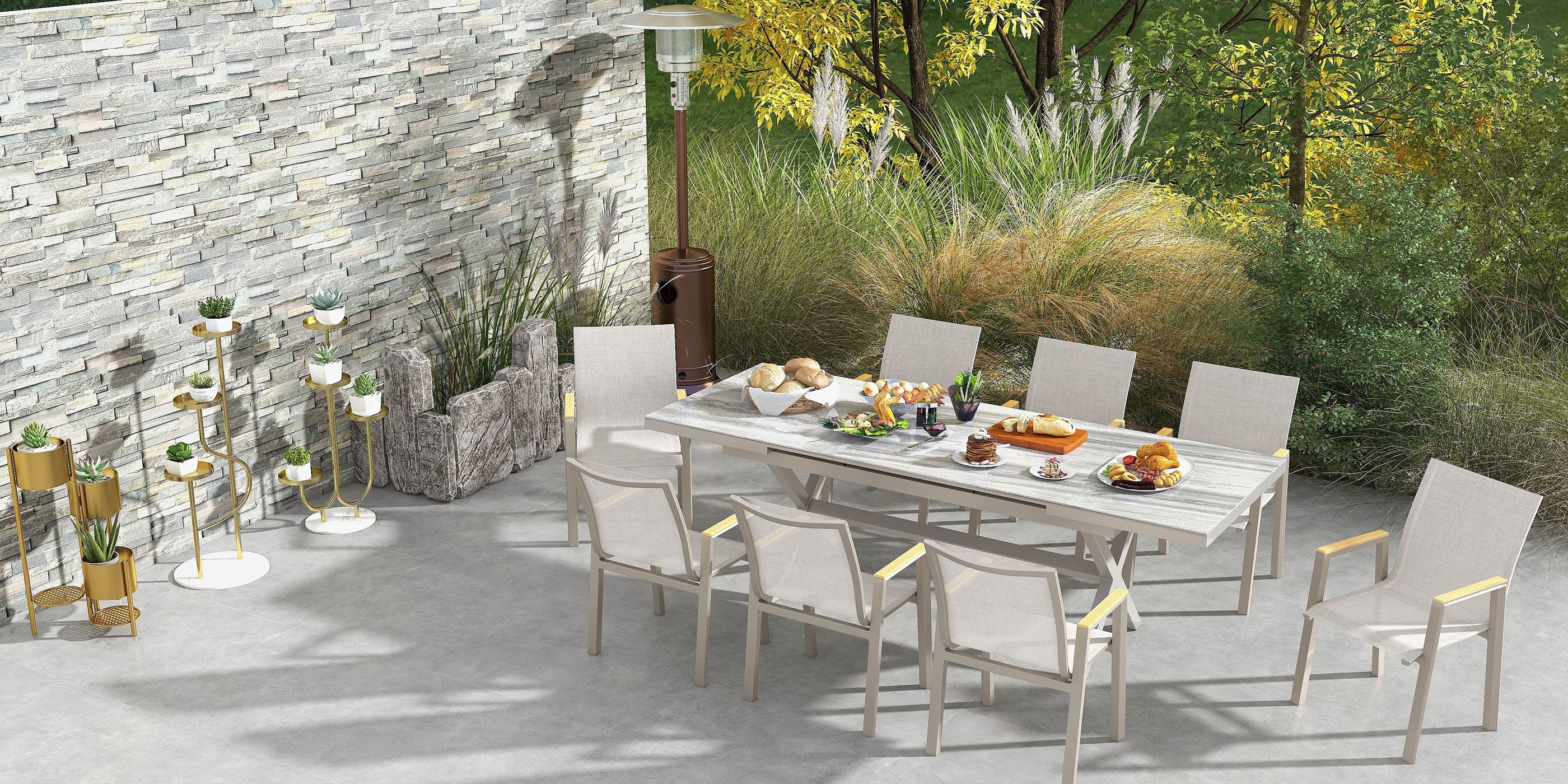 HMR - 42.5" 3-Tier Modern Tall Metal Plant Stand in Gold