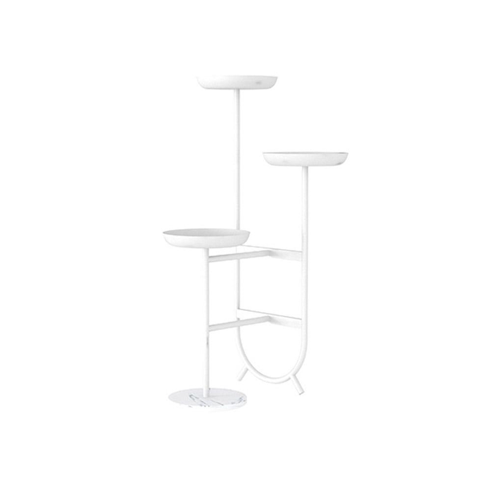 HMR Chic Unique Shaped Metal Standing Plant Stand - White