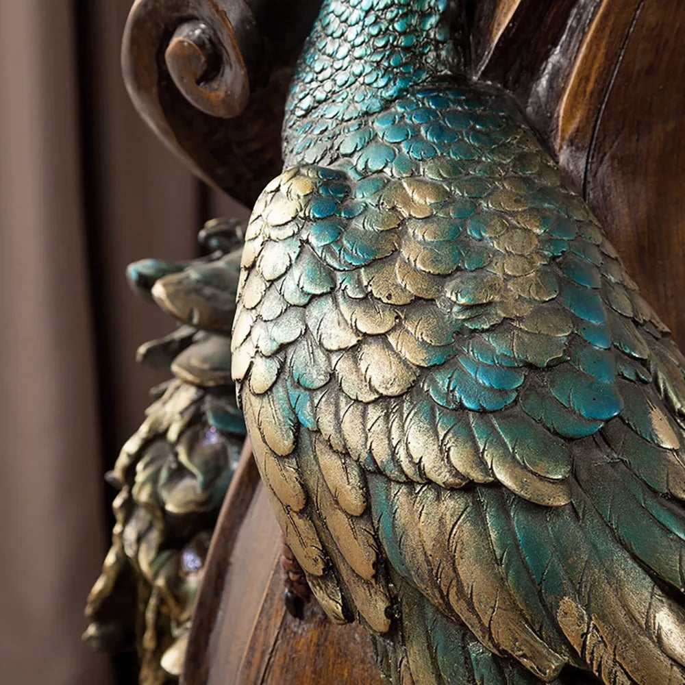 HMR - 32.5" Vintage Peacock Indoor Freestanding Planter in Multi-Colored