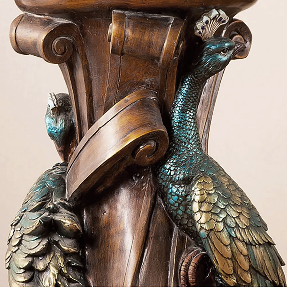 HMR - 32.5" Vintage Peacock Indoor Freestanding Planter in Multi-Colored