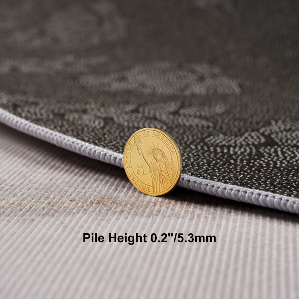 HMR Modern Abstract Round Indoor 4' x 4' Area Rug - Gray/Gold, Style B