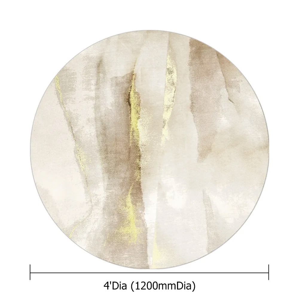 HMR Modern Abstract Round Indoor 4' x 4' Area Rug - Gray/Gold, Style B