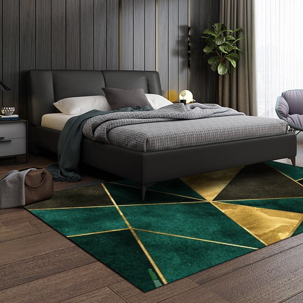 HMR Modern 5' x 7' Geometric Rectangular Area Rug - Green/Gold/Black