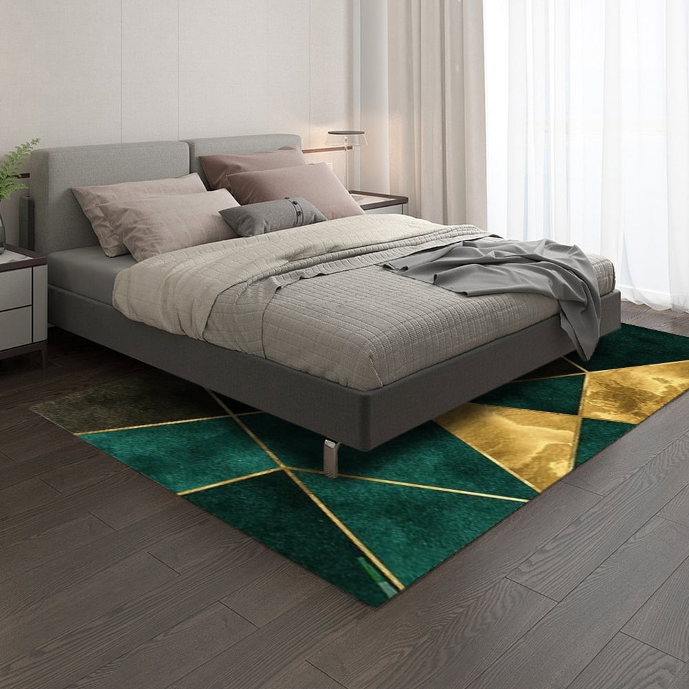 HMR Modern 5' x 7' Geometric Rectangular Area Rug - Green/Gold/Black