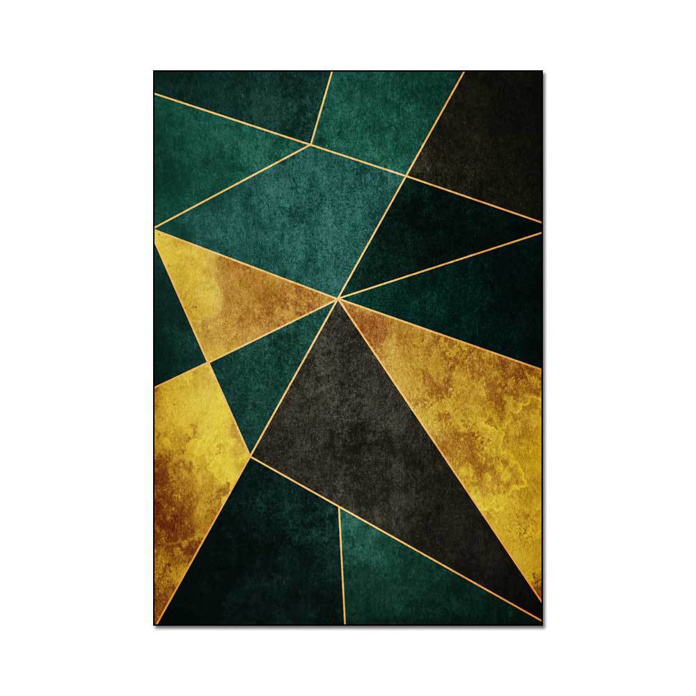 HMR Modern 5' x 7' Geometric Rectangular Area Rug - Green/Gold/Black