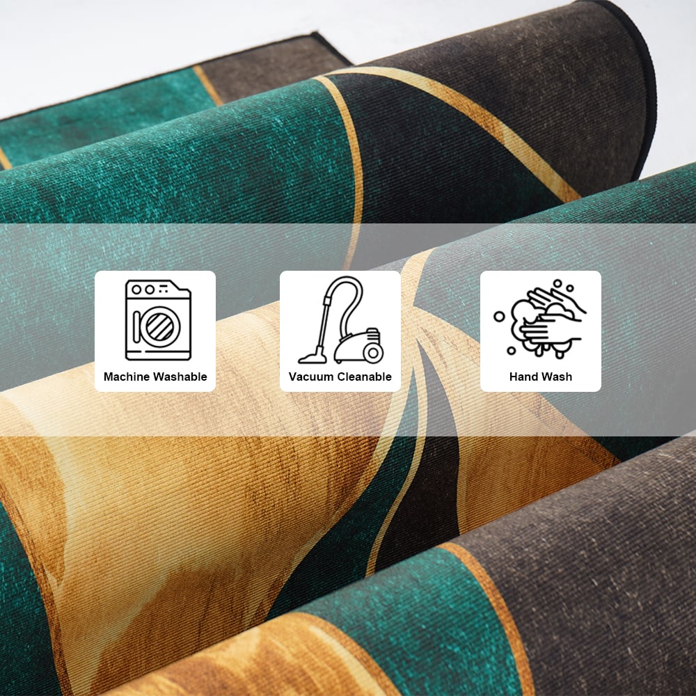 HMR Modern 5' x 7' Geometric Rectangular Area Rug - Green/Gold/Black