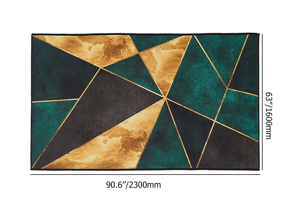 HMR Modern 5' x 7' Geometric Rectangular Area Rug - Green/Gold/Black