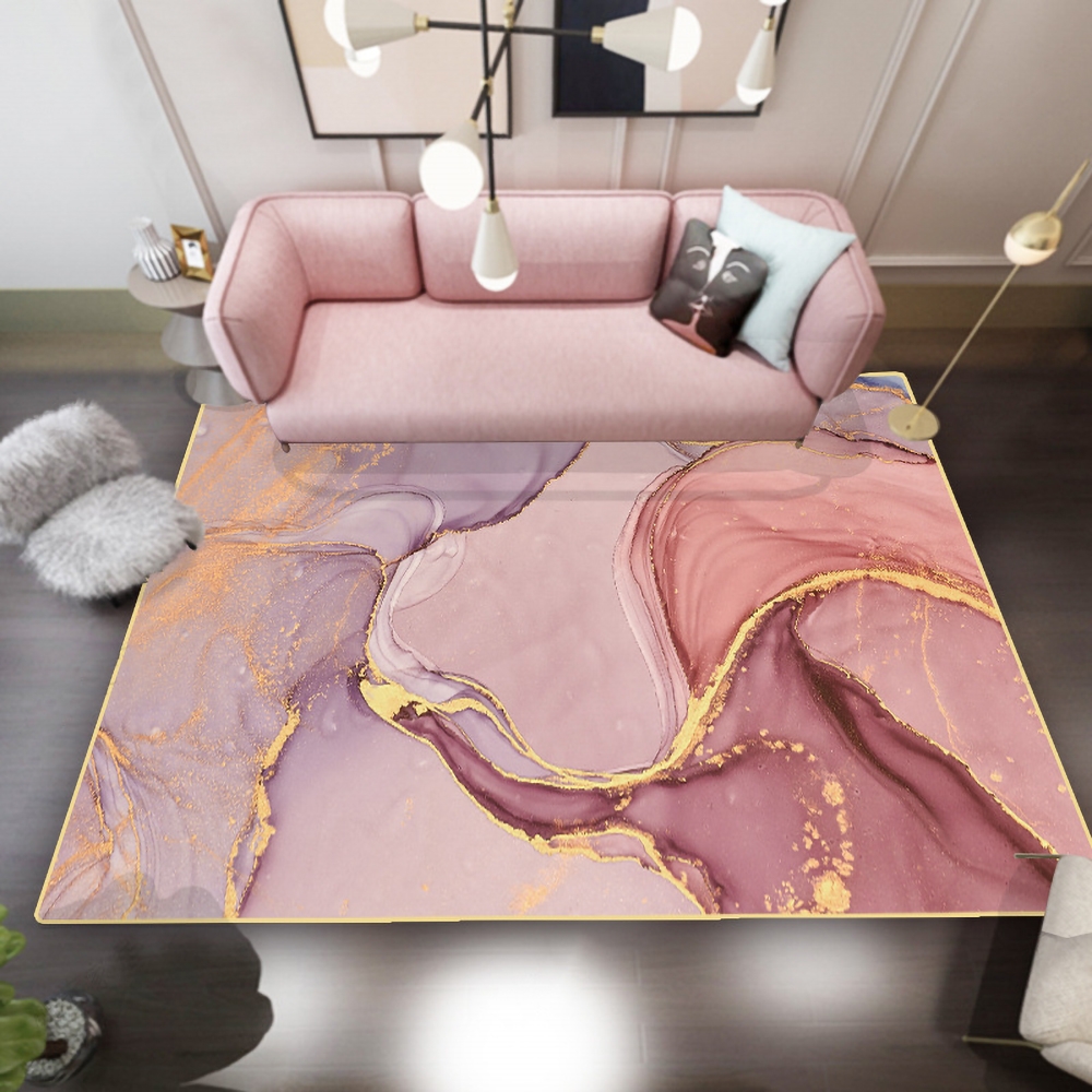 HMR Modern Abstract Rectangular 5' x 7' Area Rug - Pink/Gold/Gray