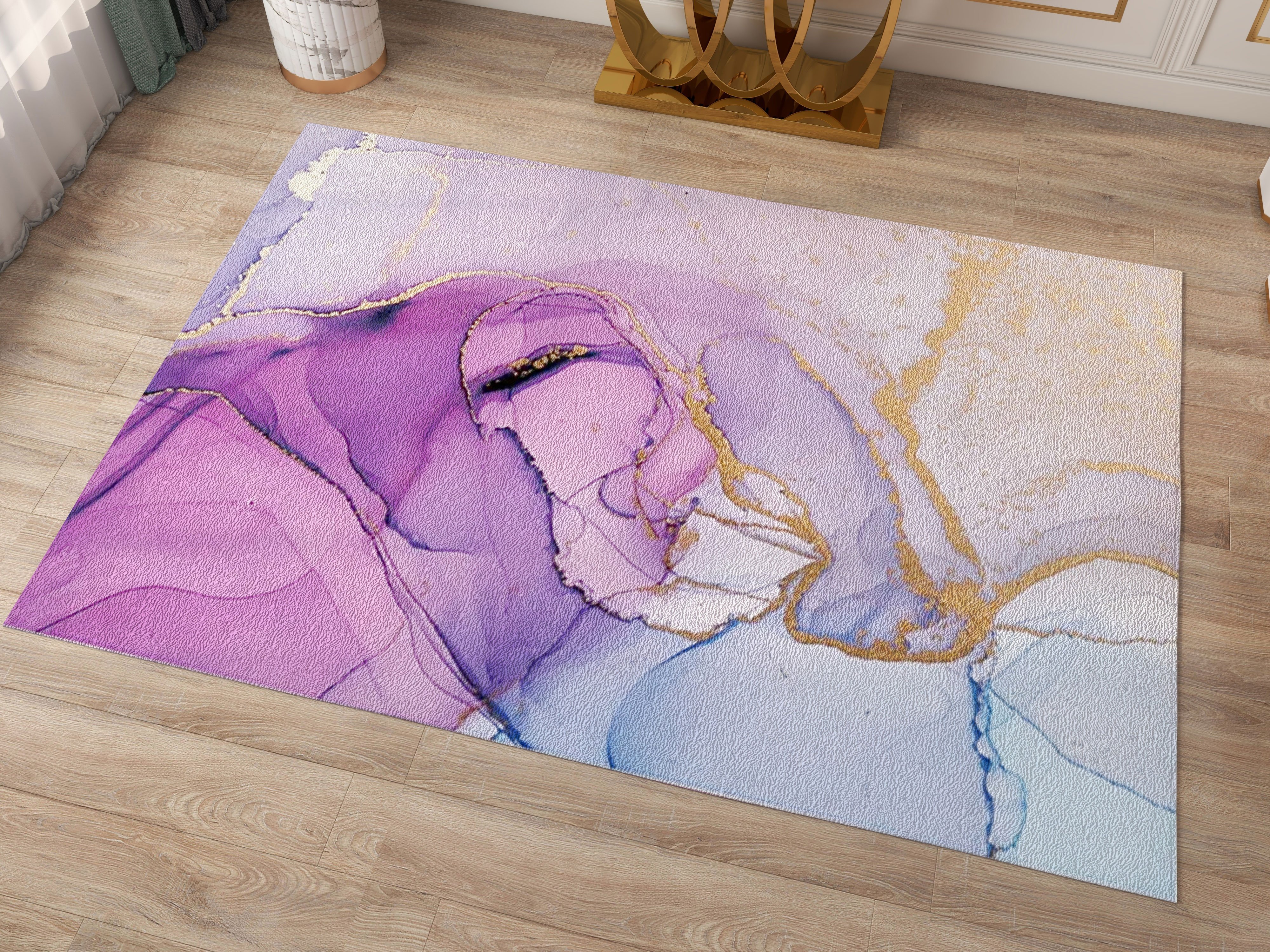 HMR - Rectangle Abstract Area Rug in Flowing Pattern, 5.2"L x 7.5"W