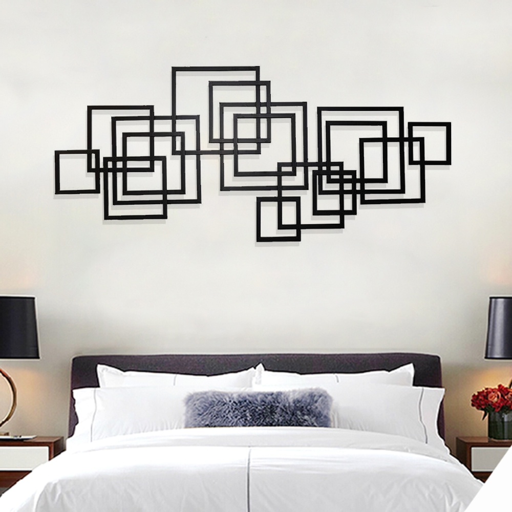 HMR - Rectangle Wall Decor Minimalist Metal Geometric in Black