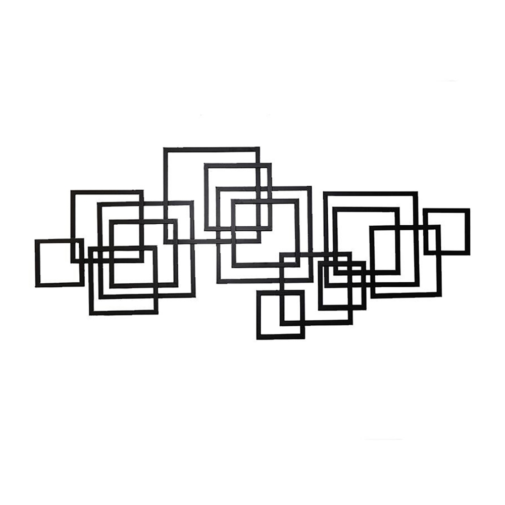 HMR - Rectangle Wall Decor Minimalist Metal Geometric in Black