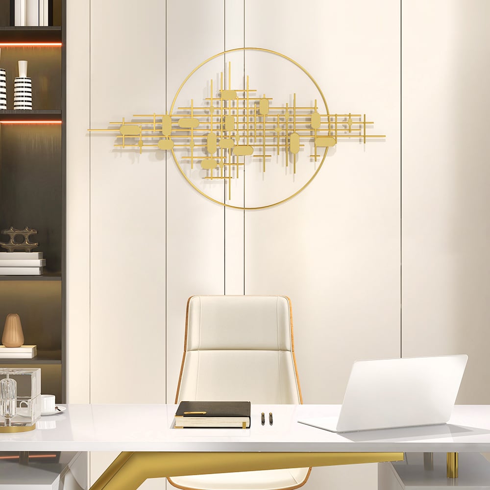 HMR - 3D Big Wall Decorative Metal Home Hanging Art in Gold