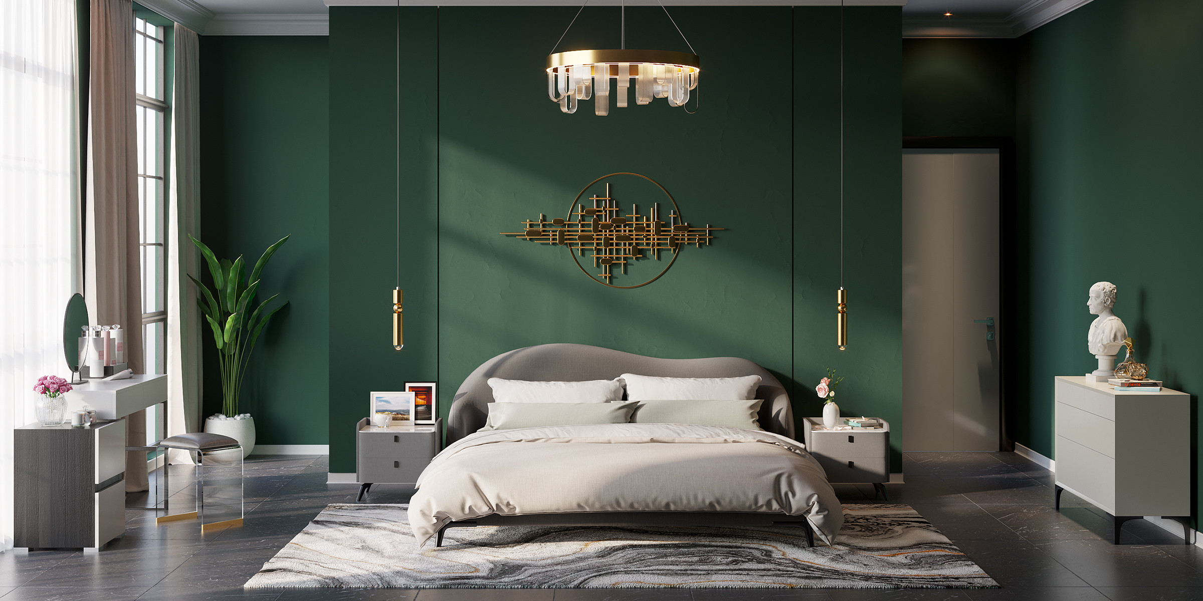 HMR - 3D Big Wall Decorative Metal Home Hanging Art in Gold