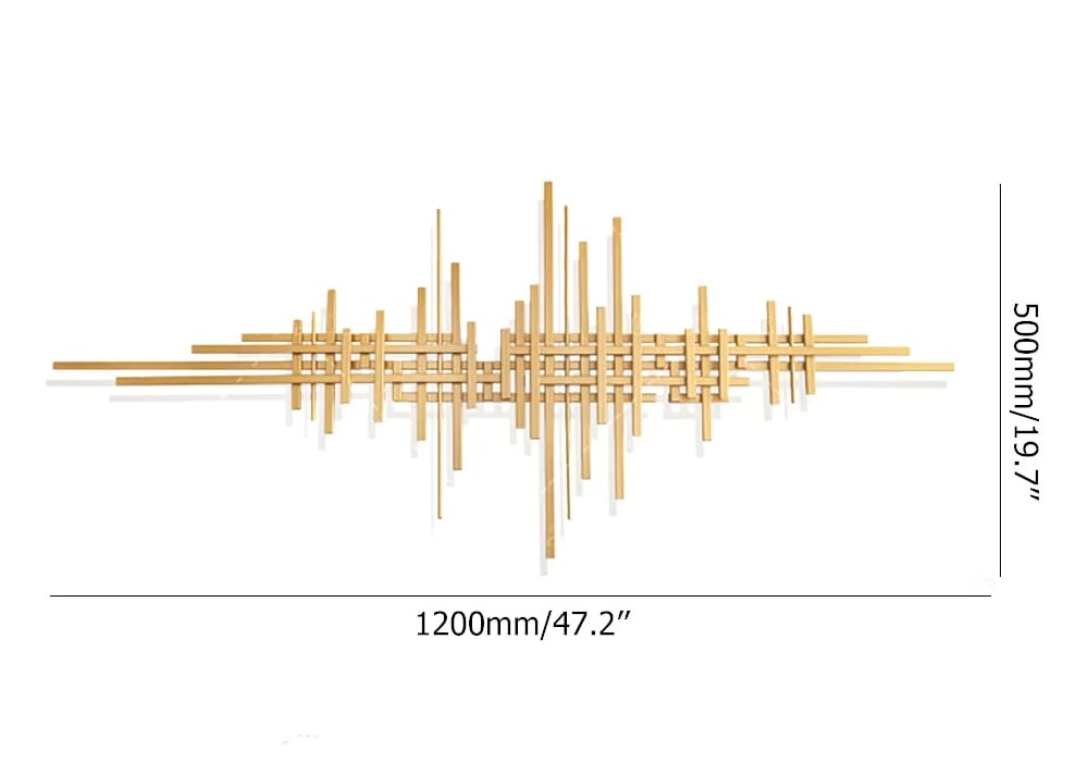 HMR - Geometric Lines Metal Wall Home Hanging Accent in Gold