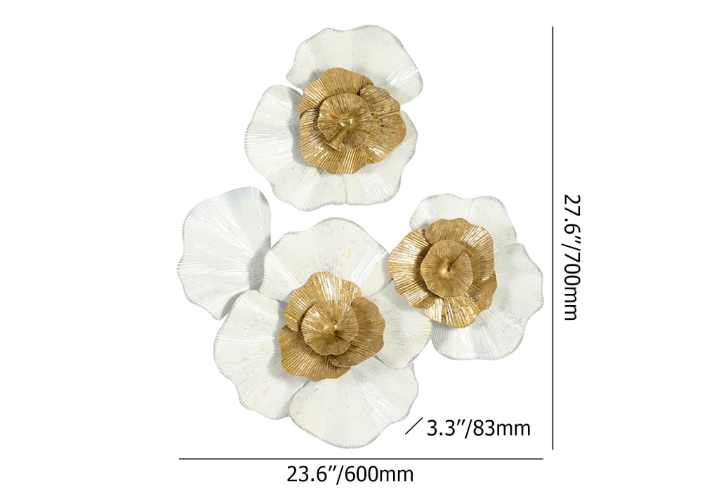 HMR - Metal Flower Wall Decor in Gold and White