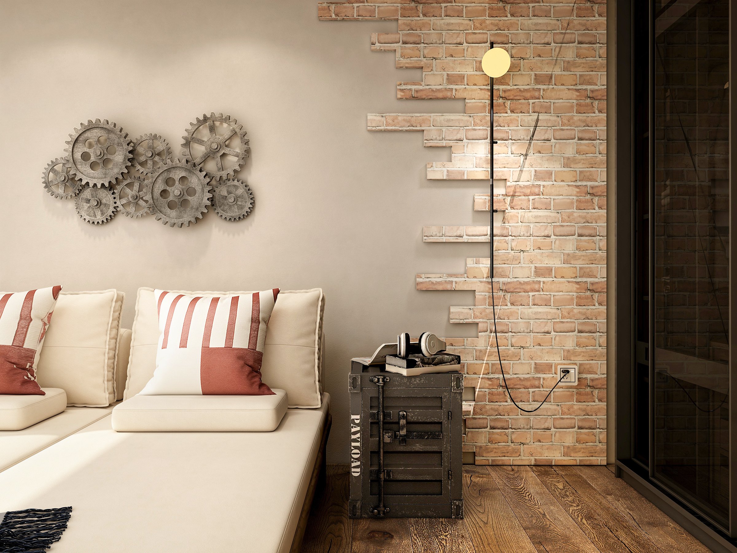 HMR - Distressed Wall Decor with Gear Design in Silver
