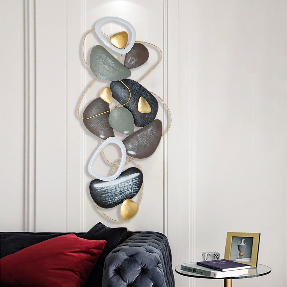 HMR - Creative Metal Stone Wall Decor in 53.1"L x 25.5"H