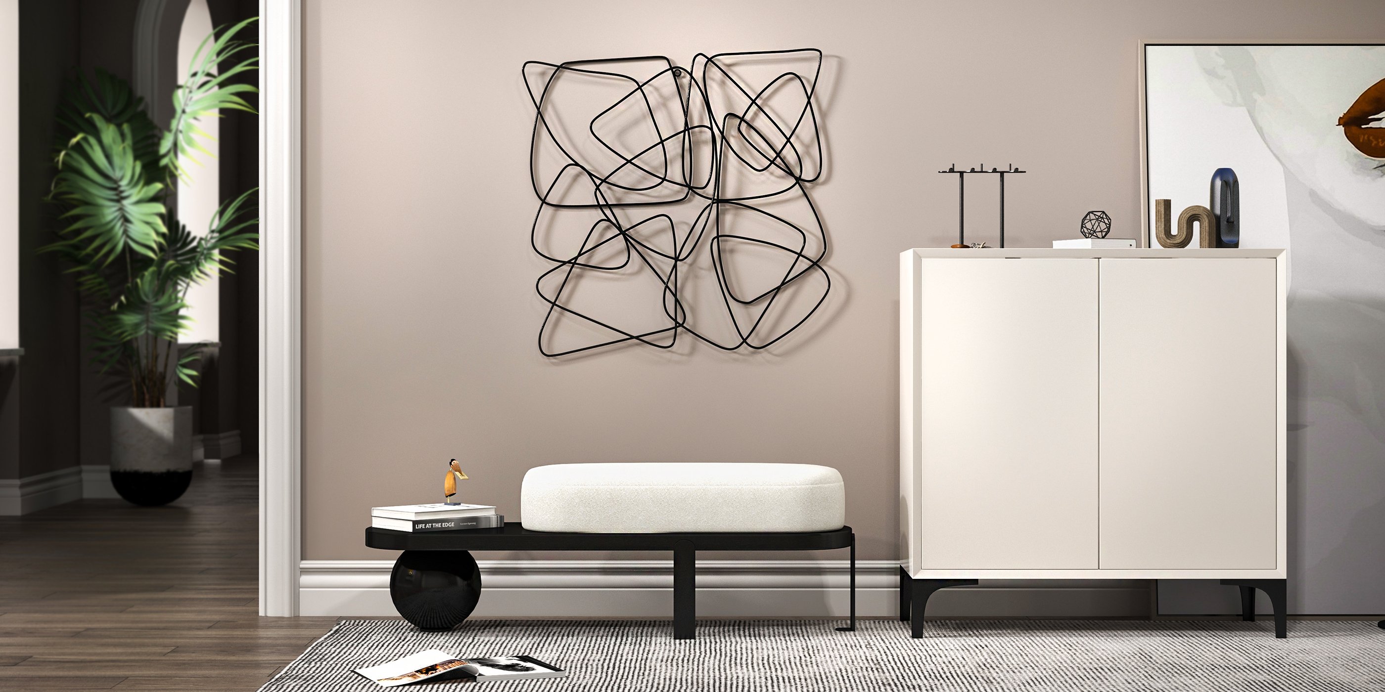 HMR - 3D Metal Wall Home Art in Black