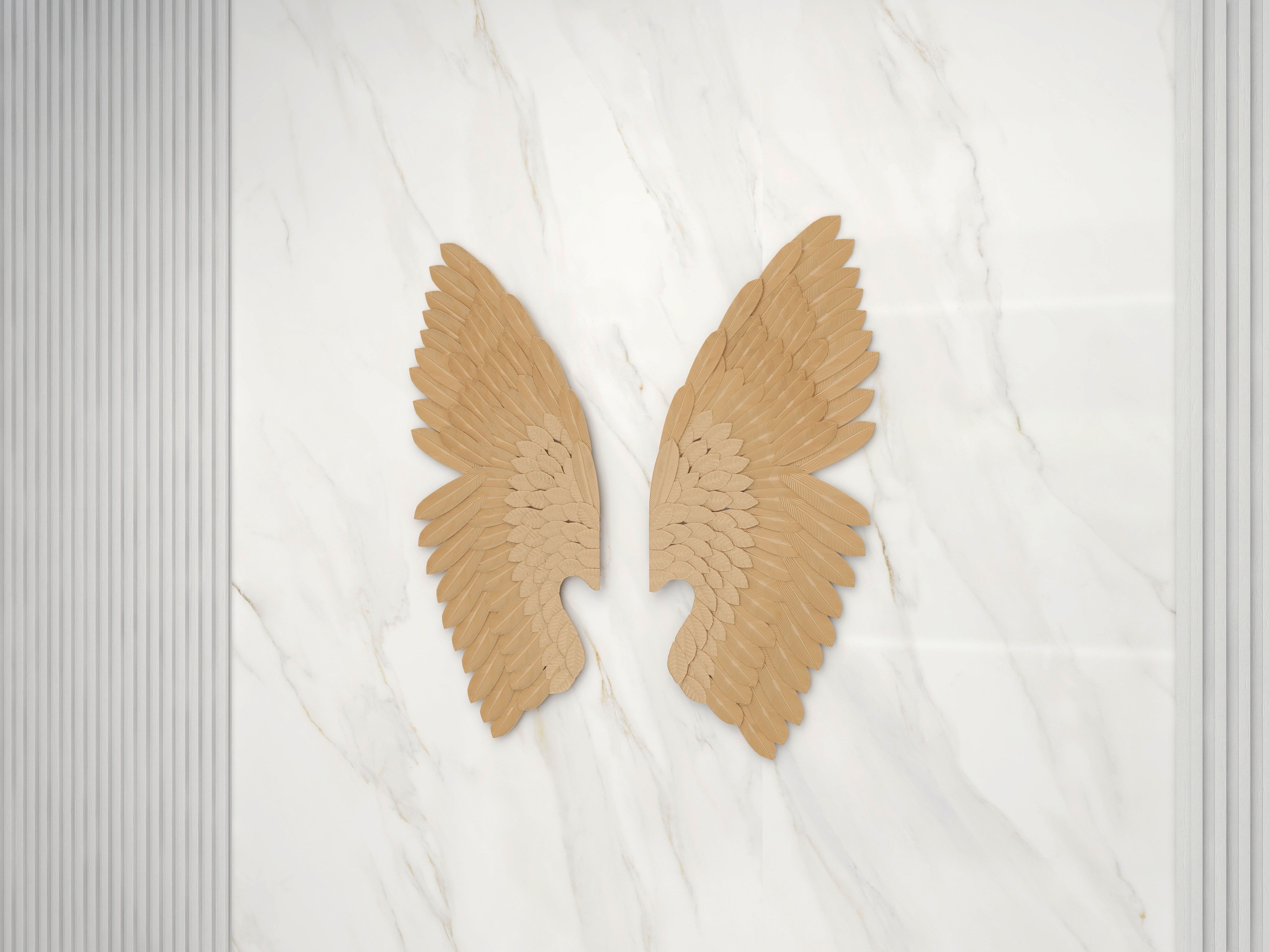 HMR - 2 Pieces Wing Wall Decor Home Art in Gold