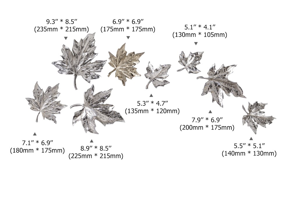 HMR - 8 Pieces 3D Maple Leaves Home Wall Decor in Gold