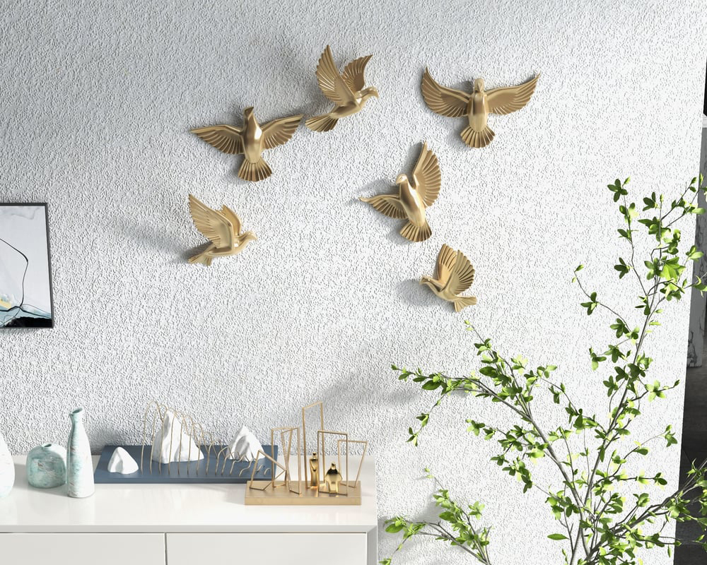 HMR Flocking Birds Wall Decor (Set of 6) - Gold, DIY Combination