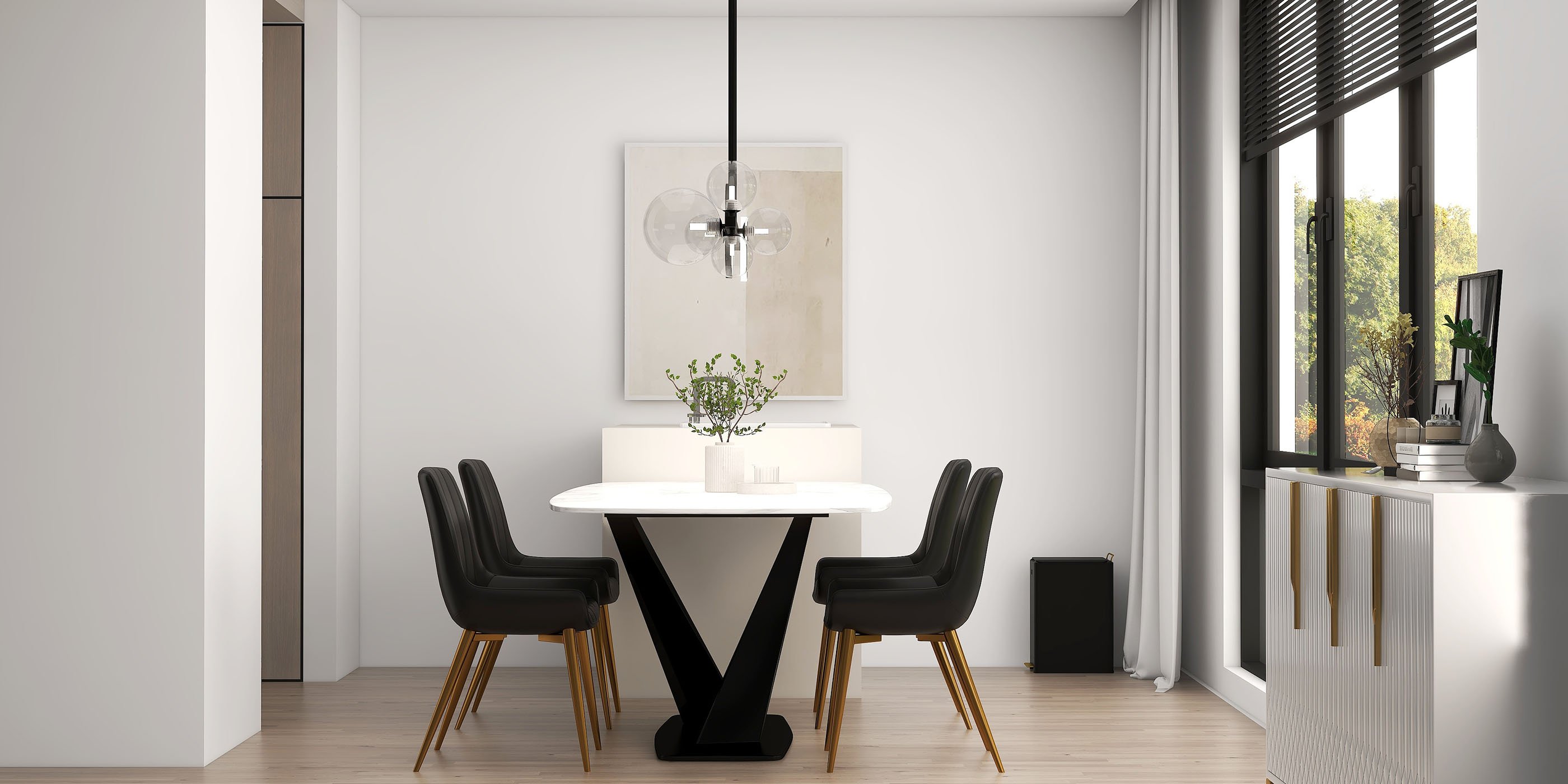HMR - Modern 78.7" Rectangle Dining Table for 6-8 People in Black, Sintered Stone