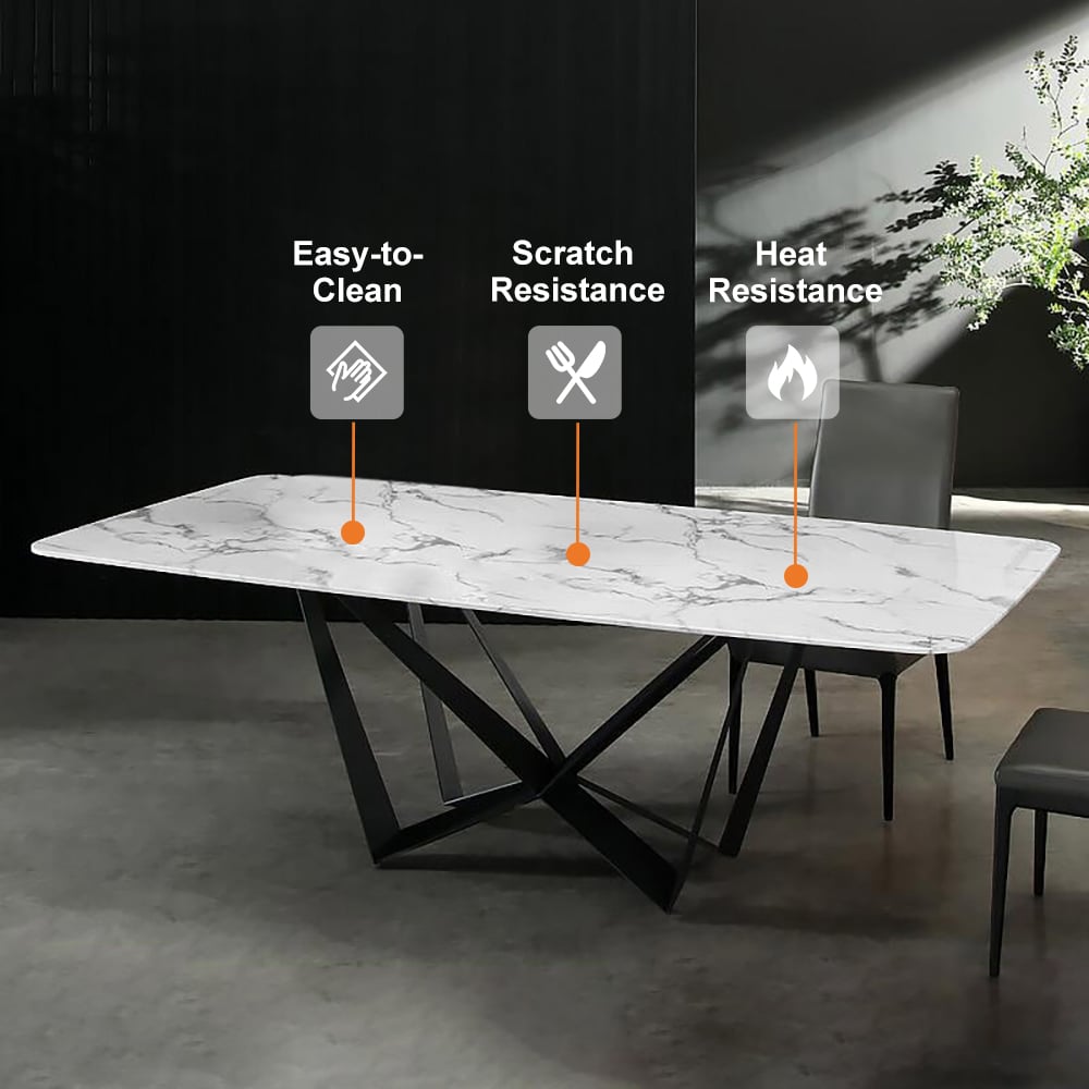 HMR - Dining Table Rectangle White in 78.7"L x 39.4"W