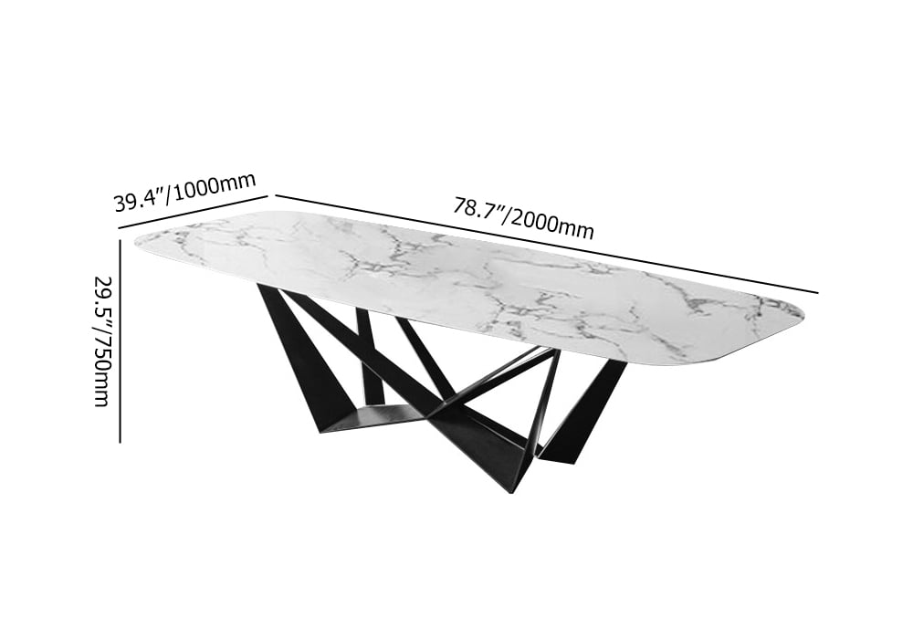 HMR - Dining Table Rectangle White in 78.7"L x 39.4"W