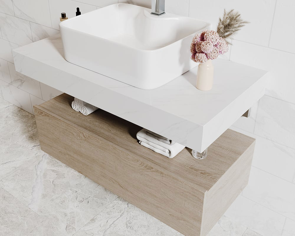 HMR Modern 35" Bathroom Vanity Set with Sink - White/Natural