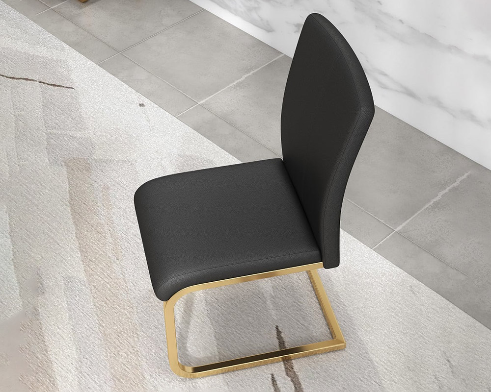 HMR Modern Dining Chairs with PU Leather Upholstery (Set of 2) - Black