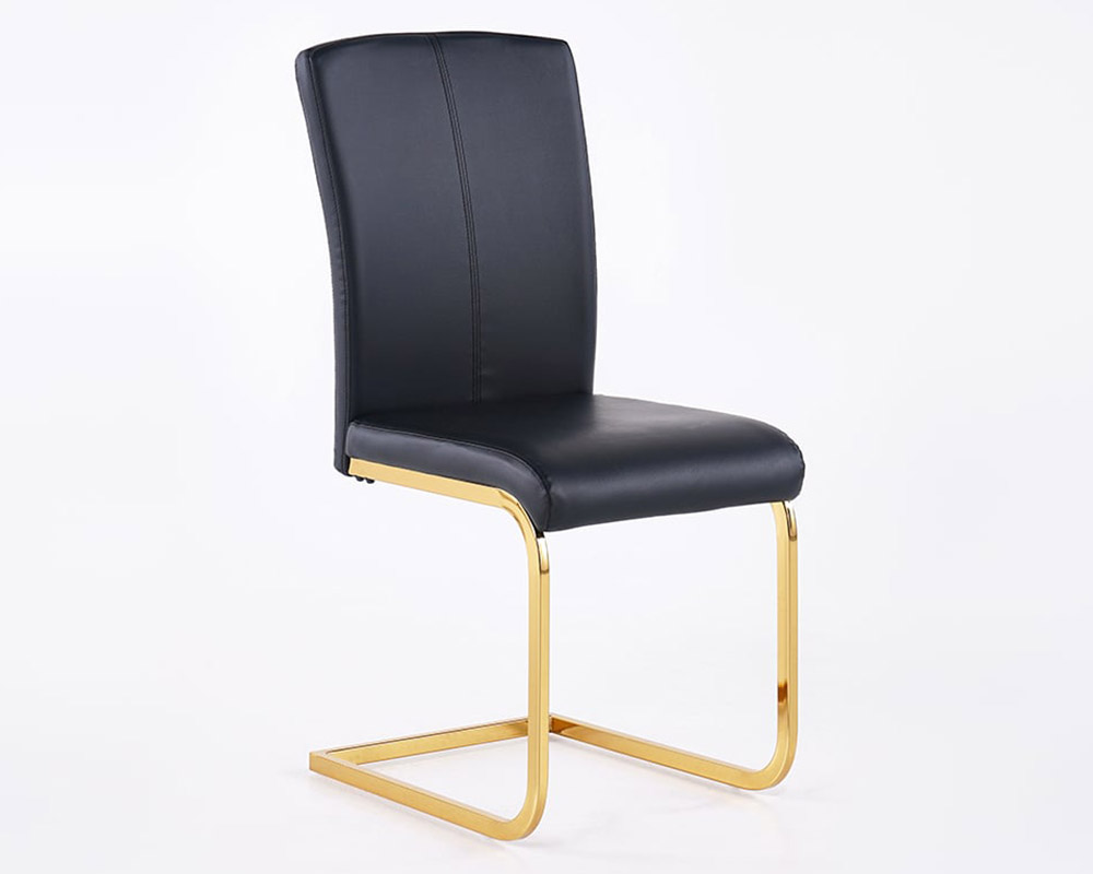 HMR Modern Dining Chairs with PU Leather Upholstery (Set of 2) - Black