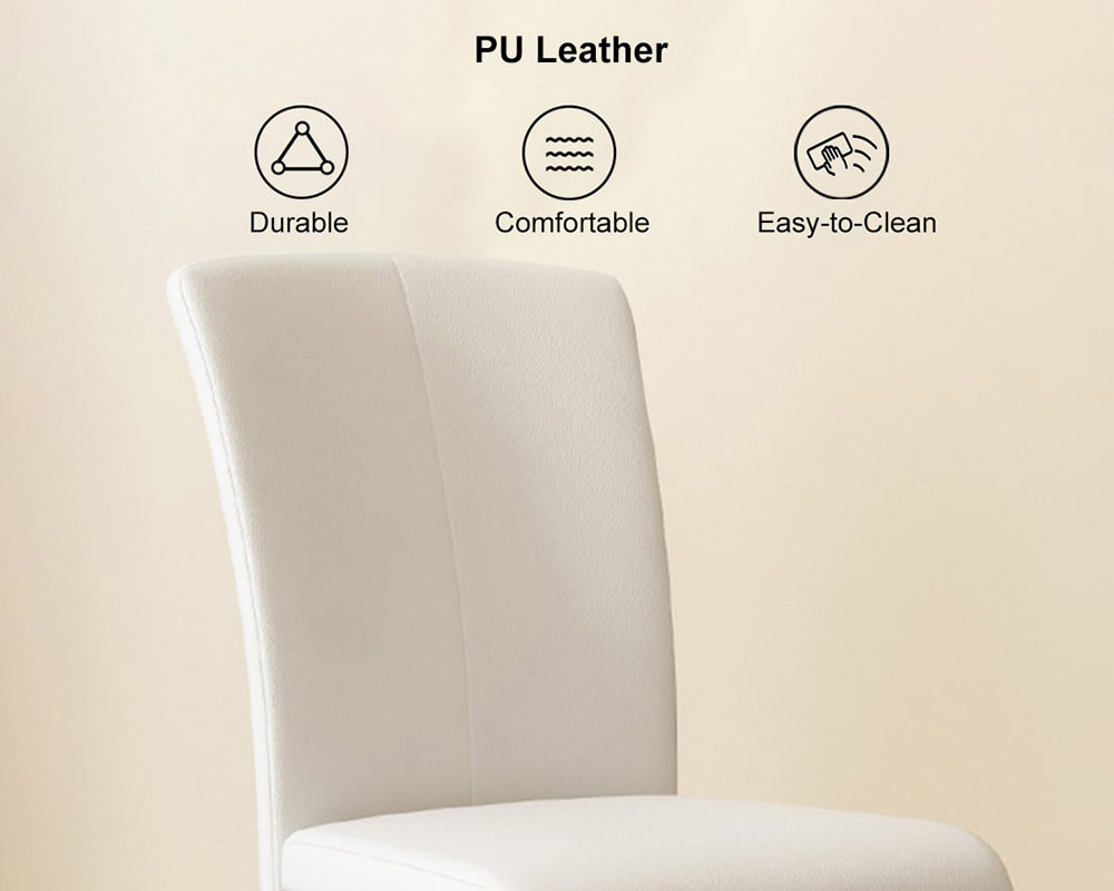 HMR Modern Dining Chairs with PU Leather Upholstery (Set of 2) - White