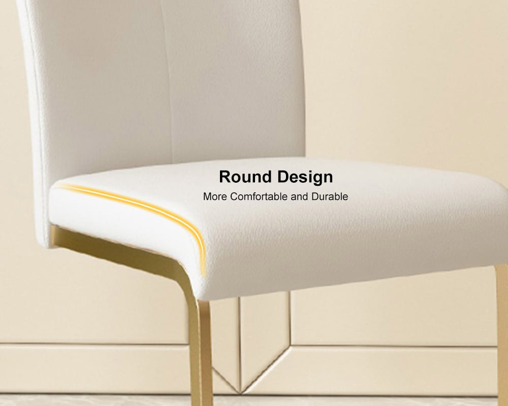 HMR Modern Dining Chairs with PU Leather Upholstery (Set of 2) - White