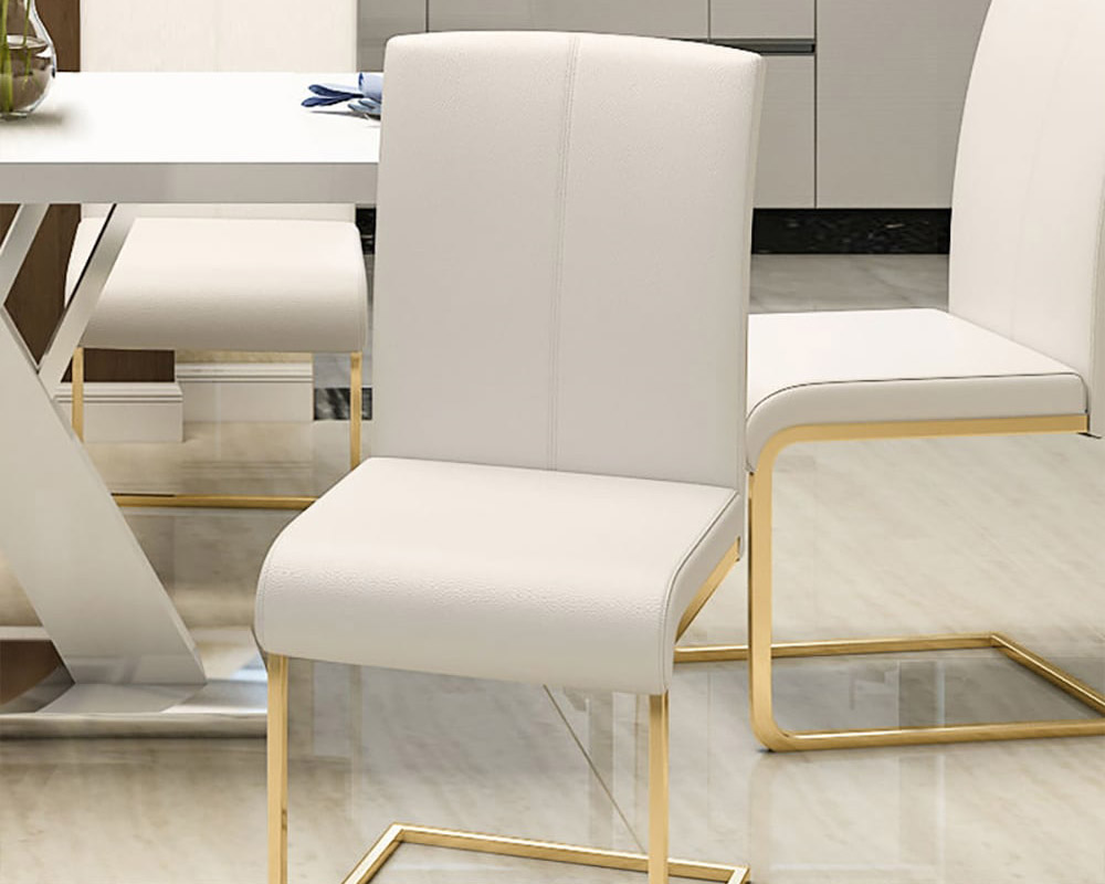 HMR Modern Dining Chairs with PU Leather Upholstery (Set of 2) - White