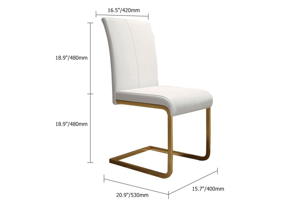 HMR Modern Dining Chairs with PU Leather Upholstery (Set of 2) - White
