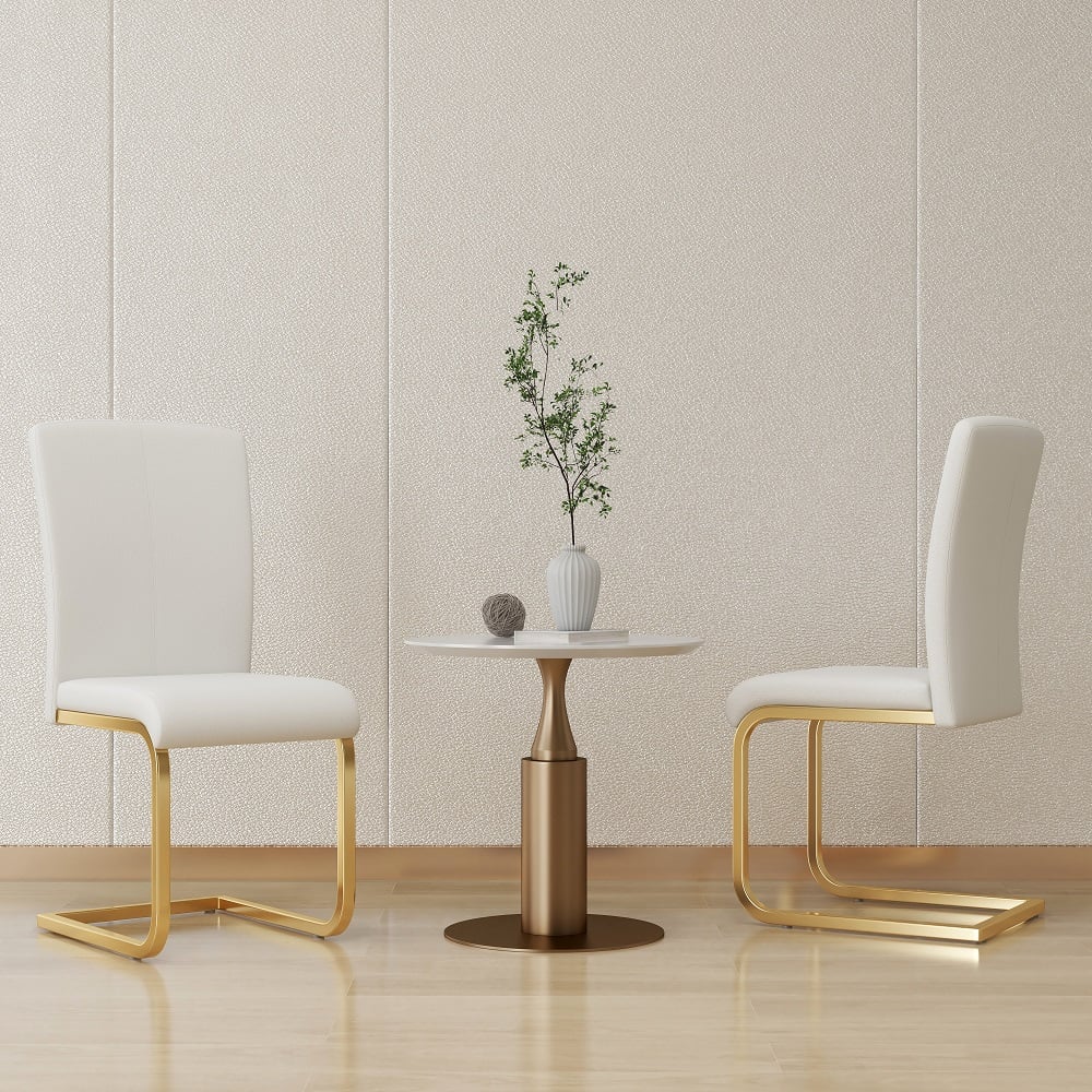 HMR Modern Dining Chairs with PU Leather Upholstery (Set of 4) - White