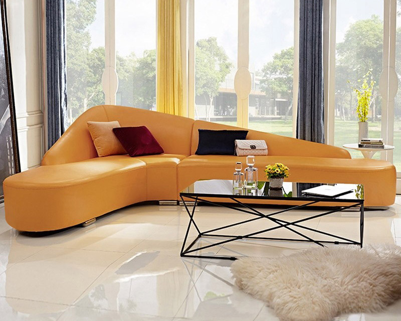 HMR - Modern 6-Seater L-Shaped Corner Faux Leather Upholstery Sectional Sofa