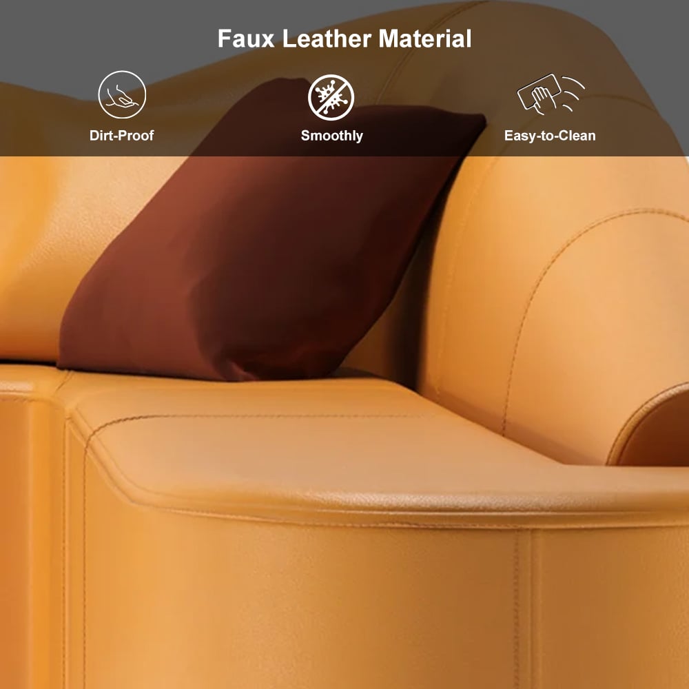 HMR Modern 6-Seater L-Shaped Corner Faux Leather Upholstery Sectional Sofa - Orange
