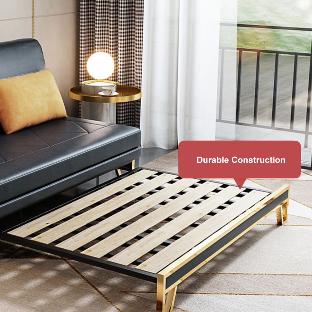 HMR - Convertible Sofa Bed Tufted Faux Leather Upholstery in 59.1"W