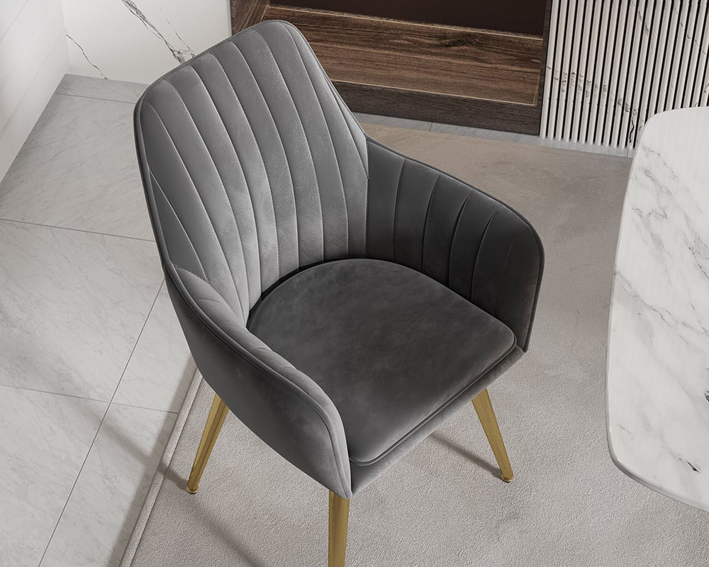 HMR Modern Dining Chairs with Velvet Upholstery (Set of 2) - Gray
