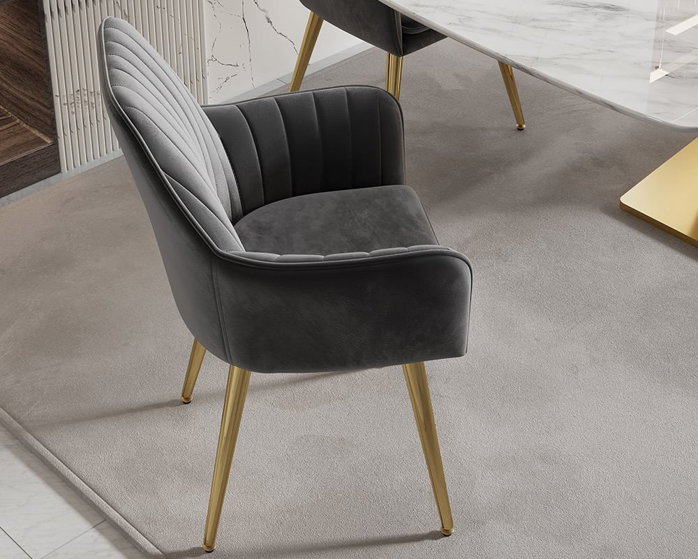 HMR Modern Dining Chairs with Velvet Upholstery (Set of 2) - Gray