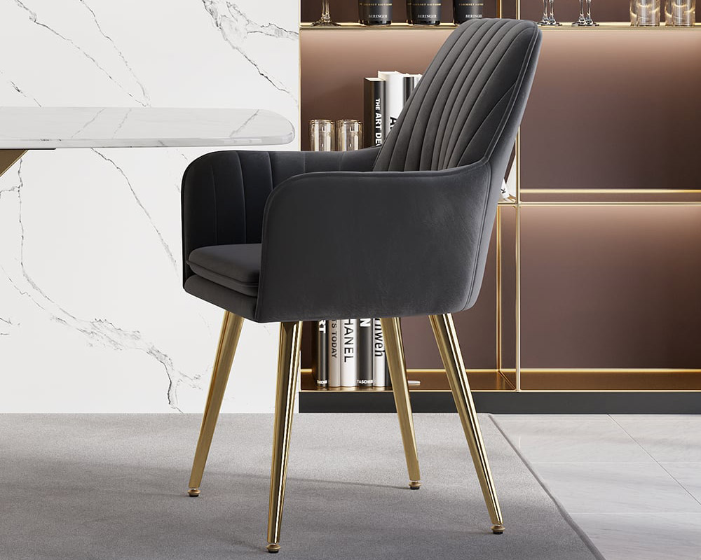 HMR Modern Dining Chairs with Velvet Upholstery (Set of 2) - Gray