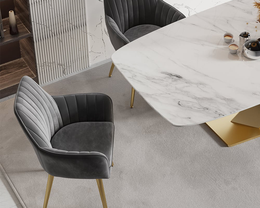 HMR Modern Dining Chairs with Velvet Upholstery (Set of 2) - Gray