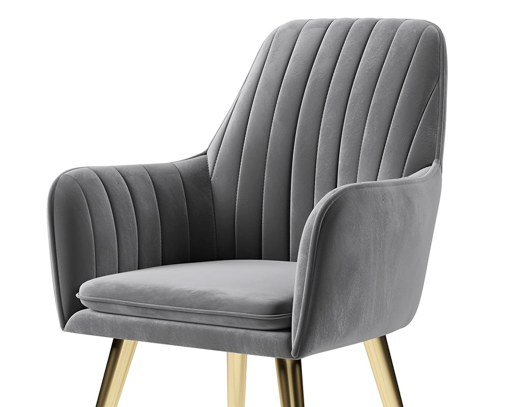 HMR Modern Dining Chairs with Velvet Upholstery (Set of 2) - Gray