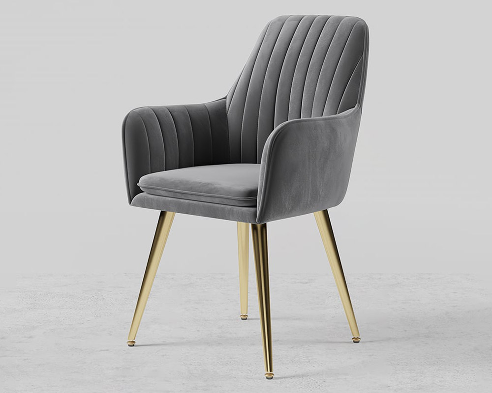 HMR Modern Dining Chairs with Velvet Upholstery (Set of 2) - Gray