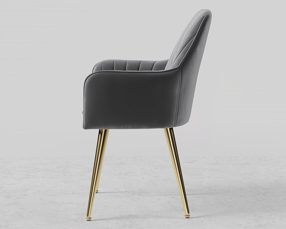 HMR Modern Dining Chairs with Velvet Upholstery (Set of 2) - Gray