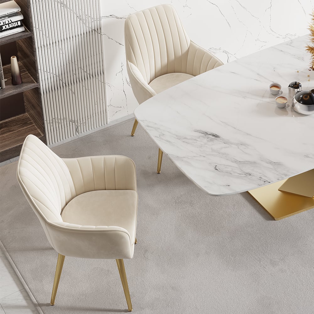 HMR - Modern Dining Chairs with Velvet Upholstery (Set of 2)