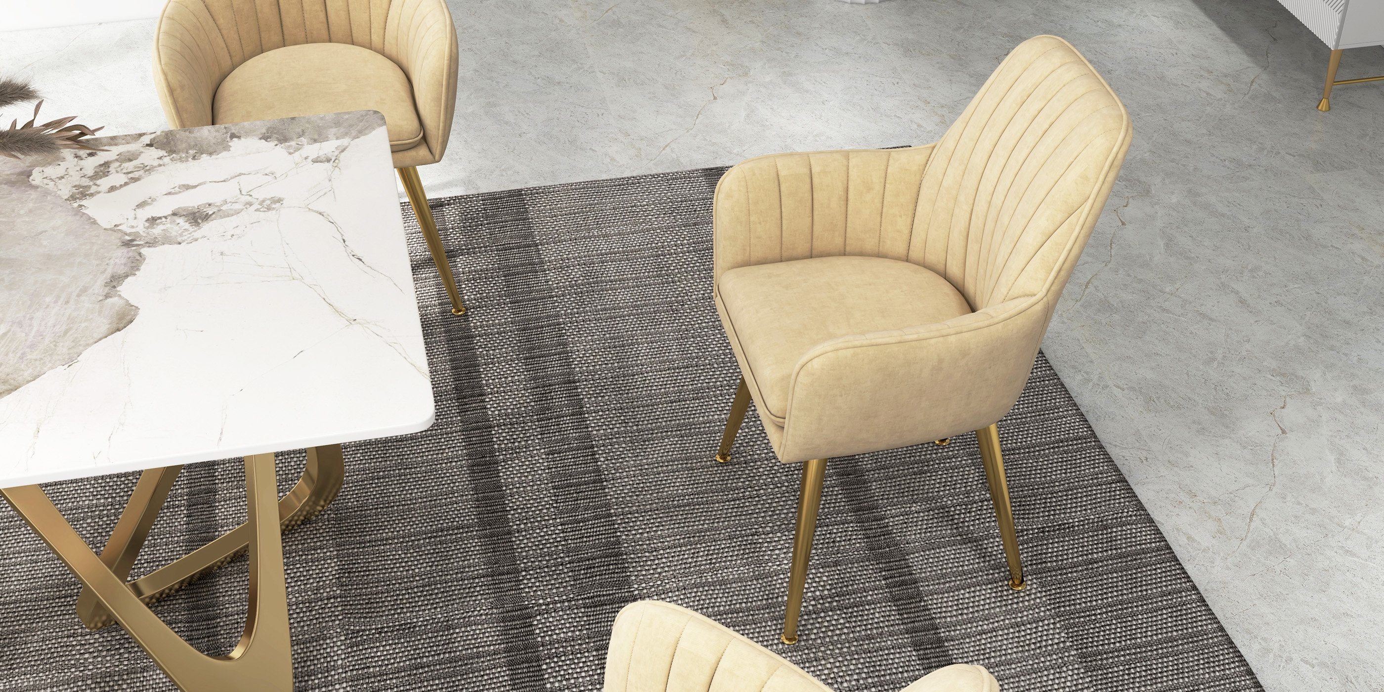HMR - Modern Dining Chairs with Velvet Upholstery (Set of 2)