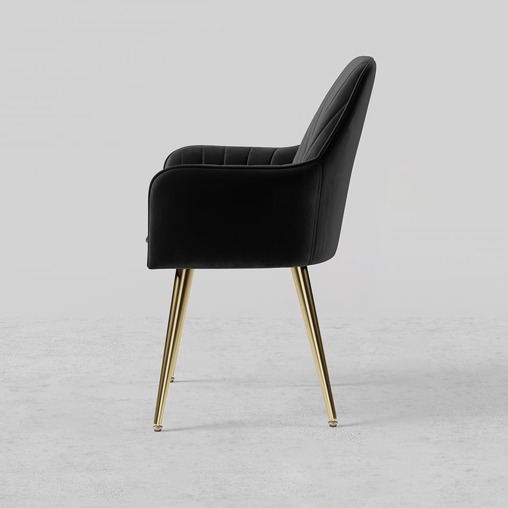 HMR Modern Dining Chairs with Velvet Upholstery (Set of 2) - Black